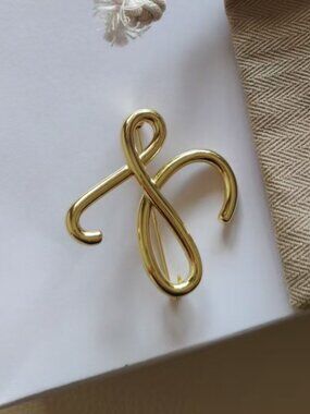 Gold Tone Anagram Inspired Brooch | Cute Minimalist Luxury Pin